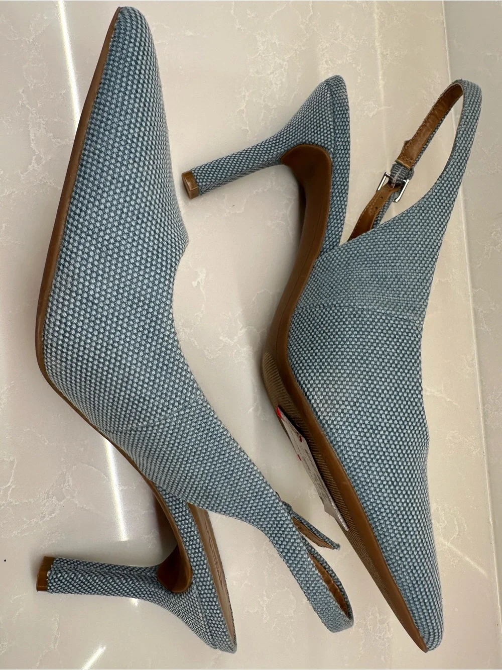 Nordstrom Rack Priscilla Denim Slingback Pumps Heeled Pointed Toe Blue 9.5M